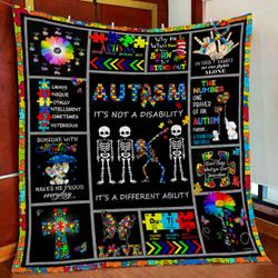 Autism - ItS Not A Disability ItS A Different Ability Quilt Blanket and Home Decor