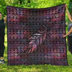 Aztec Boho Feather Premium Quilt Blanket Dhc090120729Td and Home Decor