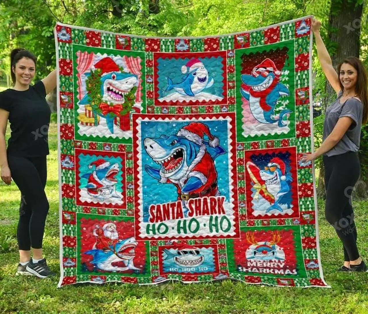Baby Shark Xmas Quilt Home Decor Quilt and Home Decor