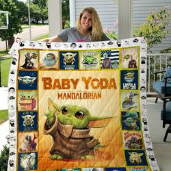 Baby Yoda Star Wars All Season Plus Size Quilt Blanket Ver 5 and Home Decor