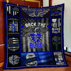 Back The Blue Police Quilt Blanket and Home Decor