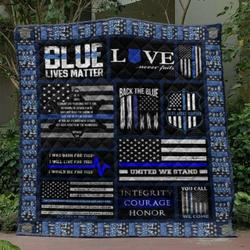 Back The Blue Quilt Blanket No96  Quilt and Home Decor