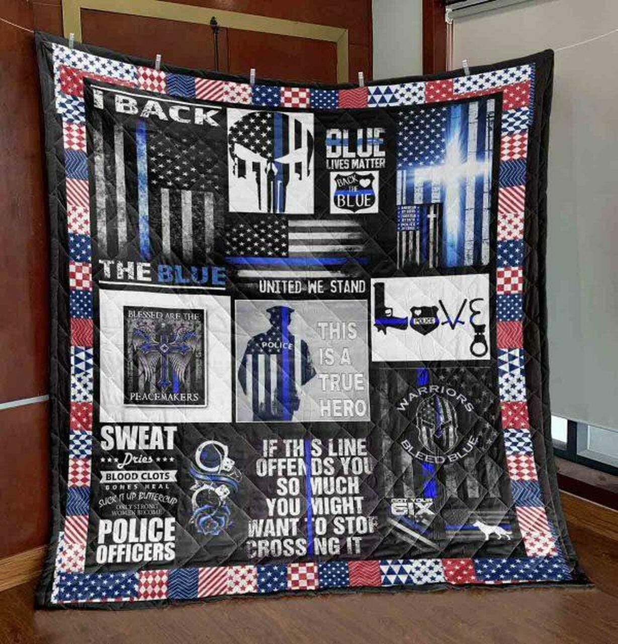 Back The Blue Quilt Blanket Vh09 Quilt and Home Decor