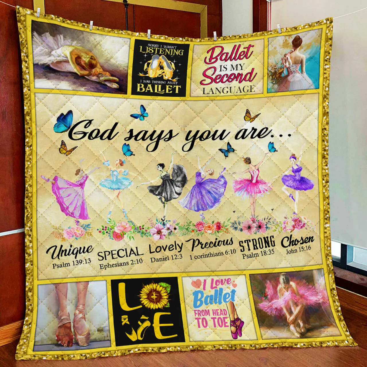Ballet Girls God Says You Are Quilt Blanket and Home Decor