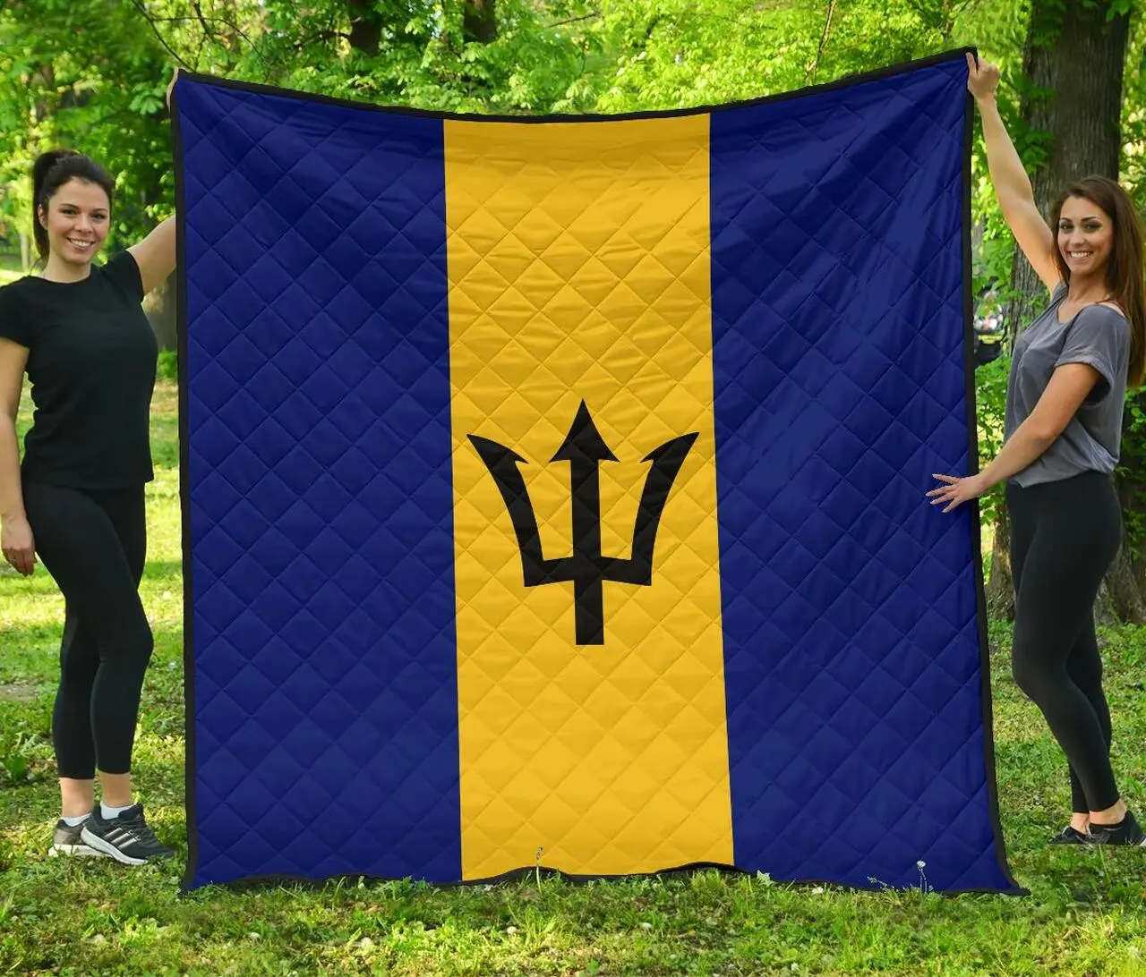 Barbados Flag Premium Quilt A6 Quilt and Home Decor