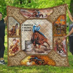 Barrel Racing 3 Barrels 2 Hearts 1 Dream Quilt Blanket Great Customized Blanket Gifts For Birthday Christmas Thanksgiving and Home Decor
