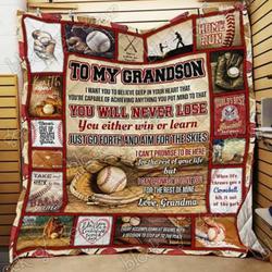 Basebal Grandson Love Grandma Cl18100039Mdq Quilt Blanket and Home Decor