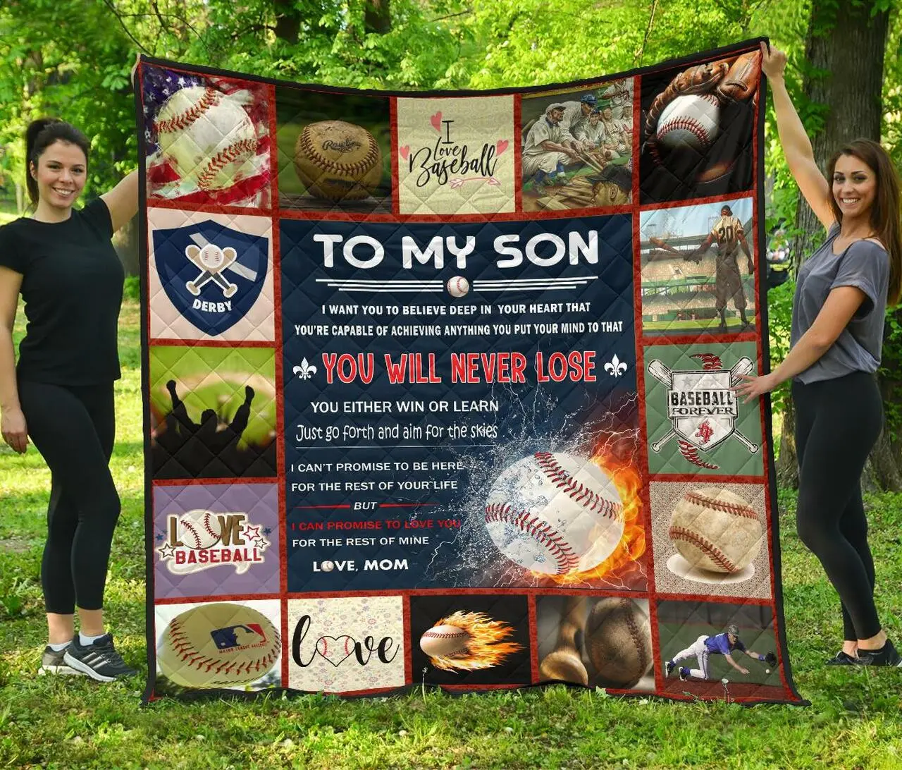 Baseball Son Love Mom Quilt Quilt and Home Decor
