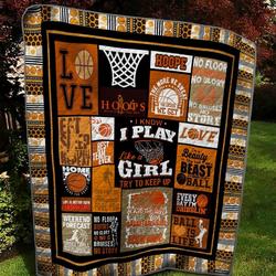 Basketball I Know I Play Like A Girl Try To Keep Up Quilt Blanket Great Customized Blanket Gifts For Birthday Christmas Thanksgiving and Home Decor