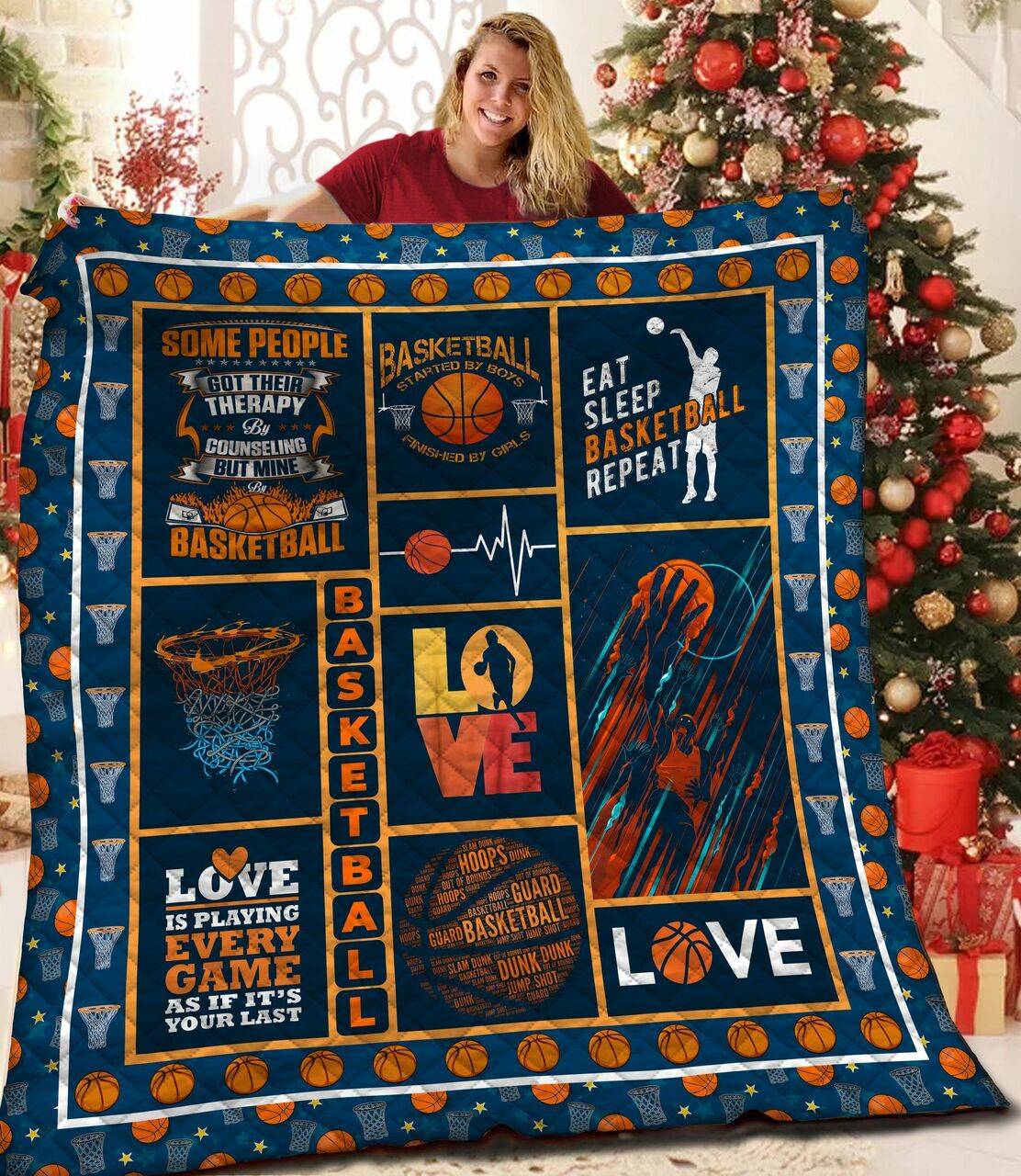 Basketball Jfj Quilt Ec and Home Decor