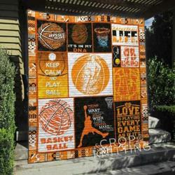 Basketball Keep Calm And Play Ball Quilt Blanket Great Customized Gifts For Birthday Christmas Thanksgiving Perfect Gifts For Basketball Lover and Home Decor