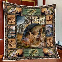 Bass Fishing Quilt Blanket and Home Decor