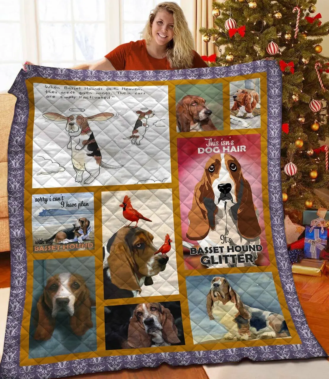 Basset Hound Jfj Quilt Gw and Home Decor
