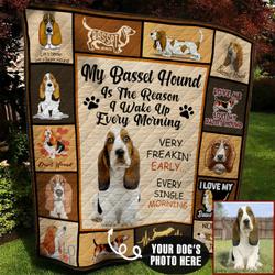 Basset Hound Photo Personalized Quilt Blanket Bbb300567Ht and Home Decor