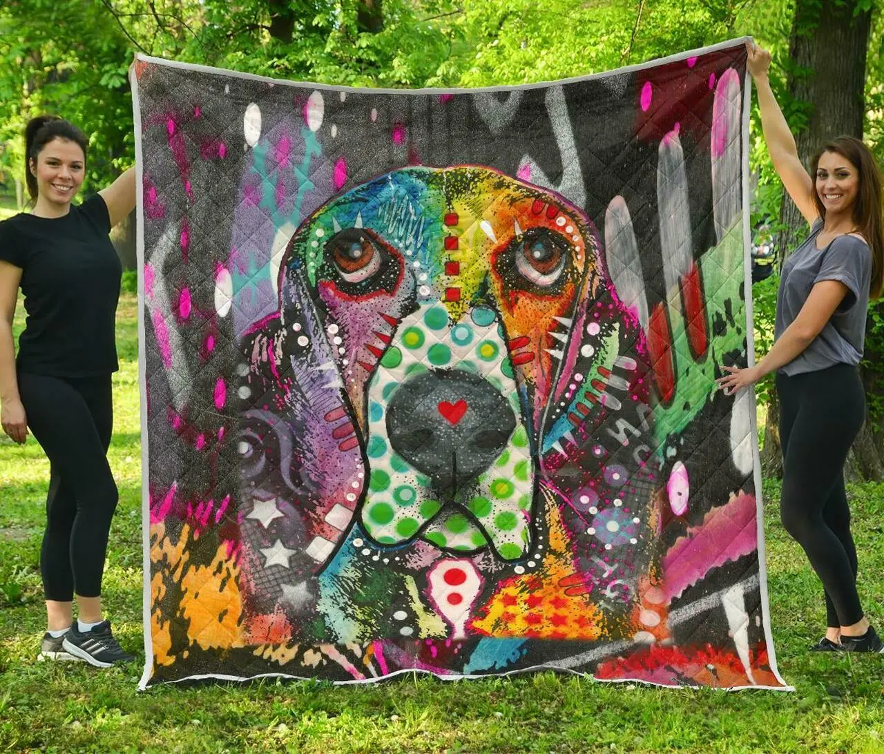 Basset Hound Premium Quilt - Dean Russo Art and Home Decor