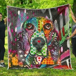 Basset Hound Premium Quilt - Dean Russo Art and Home Decor