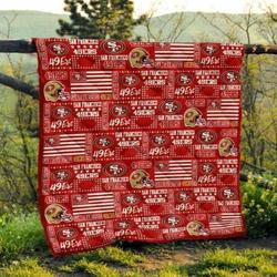 Bc 49Ers American Flag Us Football Nfl Quilt Blanket and Home Decor