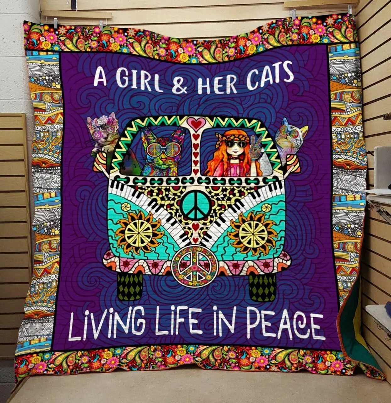 Bc A Girl And Her Cats Quilt Blanket and Home Decor