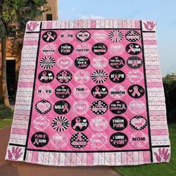 Bc Breast Cancer Awareness Quilt Blanket and Home Decor