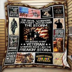 Bc Desert Storm Veteran Quilt Blanket and Home Decor
