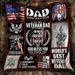 Bc My Veteran Dad Thank You Quilt Blanket and Home Decor