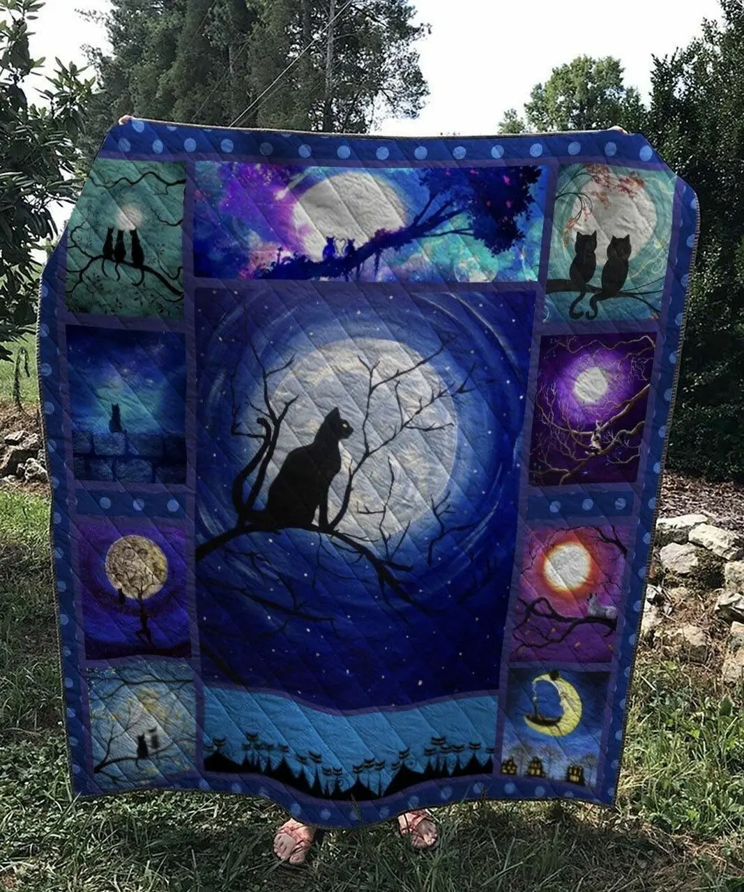 Bc Night Cat Quilt Blanket and Home Decor