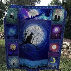 Bc  Night Cat Quilt Blanket and Home Decor