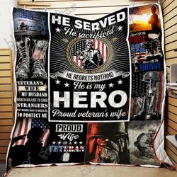 Bc - Proud VeteranS Wife Quilt Blanket and Home Decor