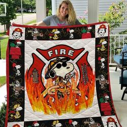 Bc Snoopy Firefighter Quilt Blanket and Home Decor