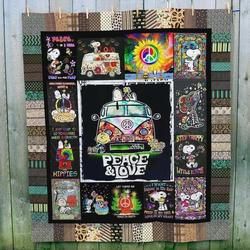 Bc Snoopy Hippie Quilt Blanket and Home Decor