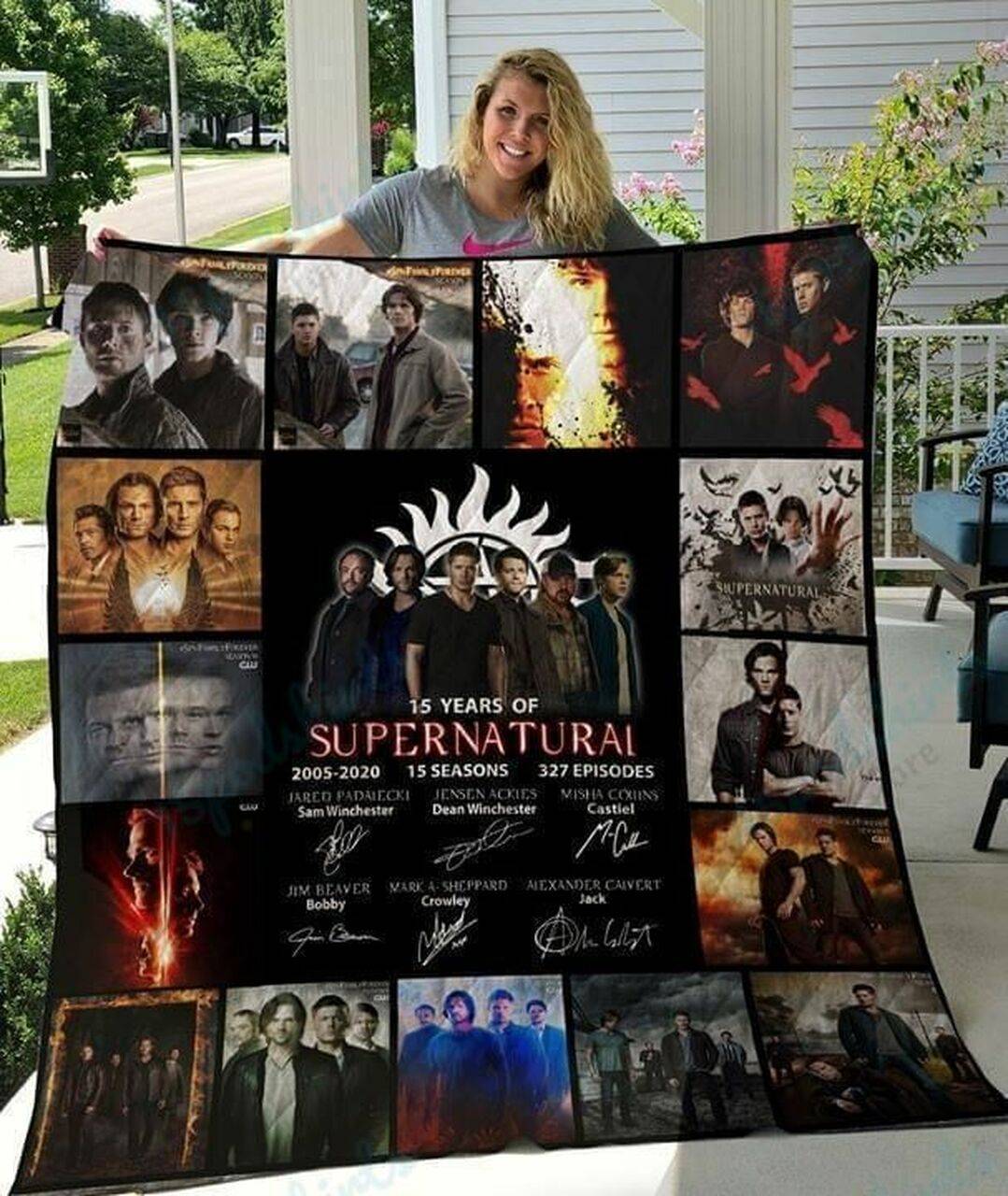 Bc Supernatural Quilt Blanket 15 Years 15 Season Posters and Home Decor