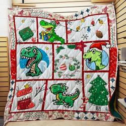 Bc  T-Rex Love Christmas Quilt Blanket and Home Decor