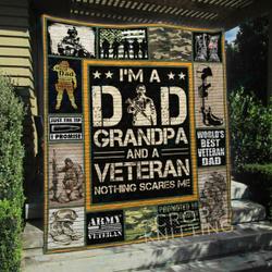 Bc Veteran Dad Grandpa Quilt Blanket and Home Decor
