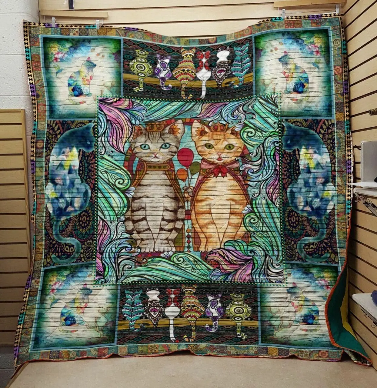 Bc We Are Couple Cat Quilt Blanket and Home Decor