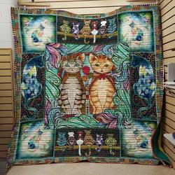 Bc  We Are Couple Cat Quilt Blanket and Home Decor