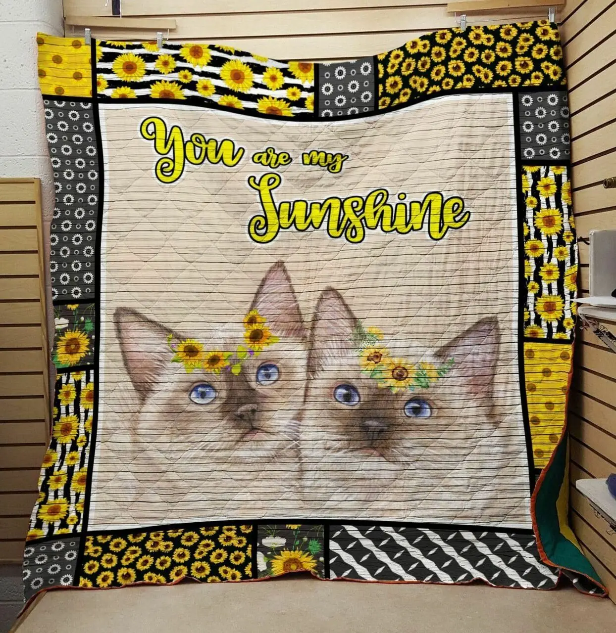 Bc You Are My Sunshine Cat Quilt Blanket and Home Decor