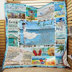 Beach Girl  She Who Loves The Beach Quilt Blanket and Home Decor