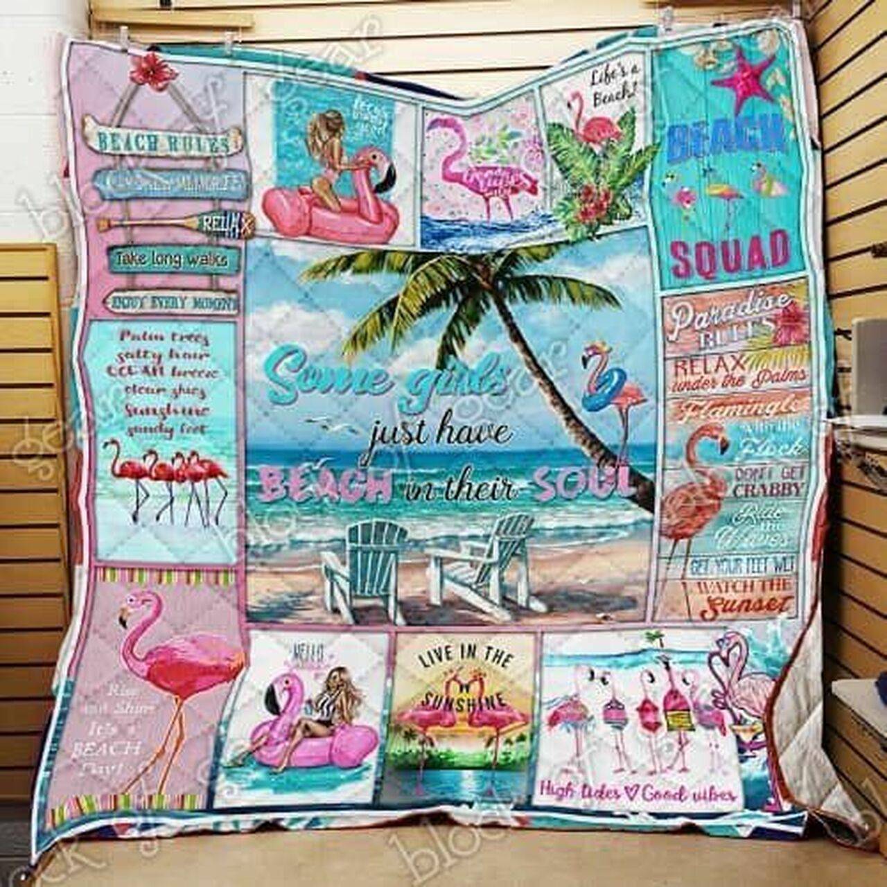 Beach Girls Flamingo Cl18100065Mdq Quilt Blanket and Home Decor