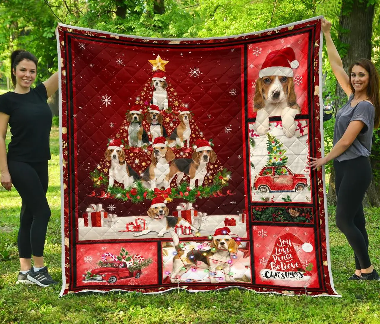 Beagle Dogs Christmas Tree Premium Quilt Quilt and Home Decor