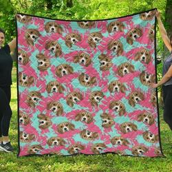 Beagle Muzzles Turquoise Paint Splashes Pink Pattern DHCDHC DT1910 Quilt Blanket and Home Decor