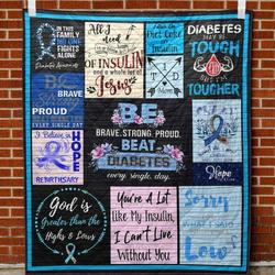 Beat Diabetes Quilt Blanket Aa22  Quilt and Home Decor