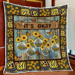 Beautiful Happy Sunflower Quilt Blanket and Home Decor