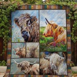 Beautiful Highland Cow Quilt Blanket  Quilt and Home Decor