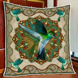Beautiful Hummingbird Quilt Blanket and Home Decor