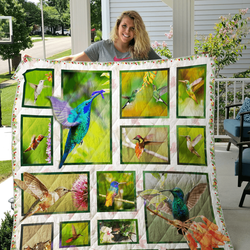 Beautiful Hummingbird Quilt Blanket Great Customized Gifts For Birthday Christmas Thanksgiving Perfect Gifts For Hummingbird Lover and Home Decor