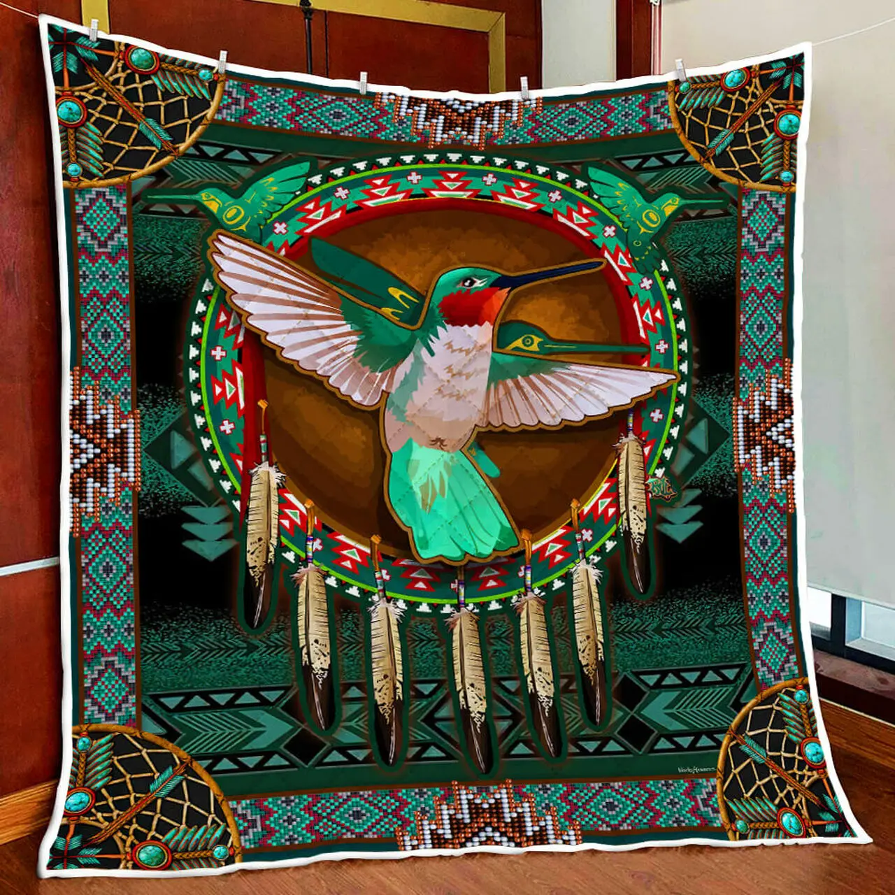 Beautiful Hummingbird V1 Quilt Blanket and Home Decor