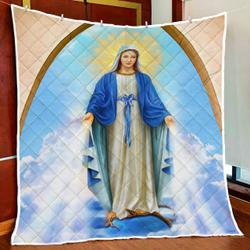 Beautiful Lady, Mary Mother Of Christ Quilt Blanket and Home Decor