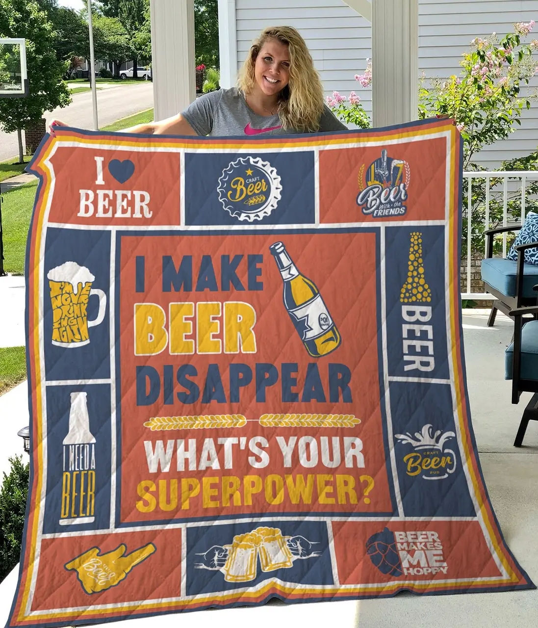 Beer What’S Your Superpower Quilt Blanket Great Customized Gifts For Birthday Christmas Thanksgiving Perfect Gifts For Beer Lover and Home Decor