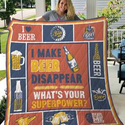 Beer What’S Your Superpower Quilt Blanket Great Customized Gifts For Birthday Christmas Thanksgiving Perfect Gifts For Beer Lover      and Home Decor