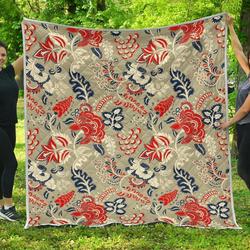 Beige Bohemian Floral Cl17100039Mdq Quilt Blanket and Home Decor